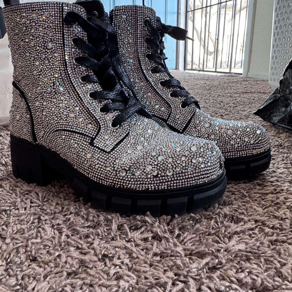 Corkys Glittering Crystal Combat Boots